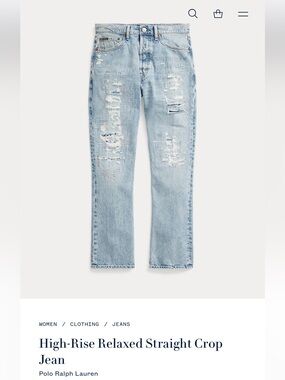 17.) NWT / Polo by Ralph Lauren Light Blue Distressed Straight-Leg Jeans